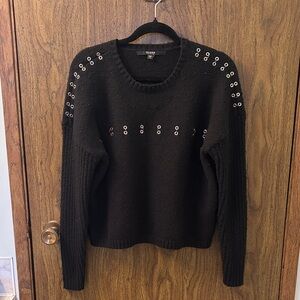 Guess Black Sweater with Eyelet Accents